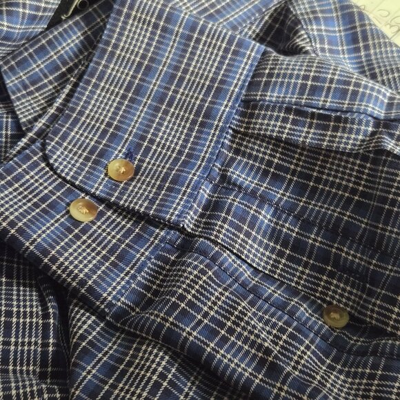 Jos.  A. Bank.  Sz XXL Men's Shirt Blue Plaid Button Up Long Sleeve - Picture 7 of 7